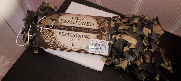 BETHANY LOWE-2022-HALLOWEEN BLACK/GOLD TISSUE PAPER FESTOONING. NEW