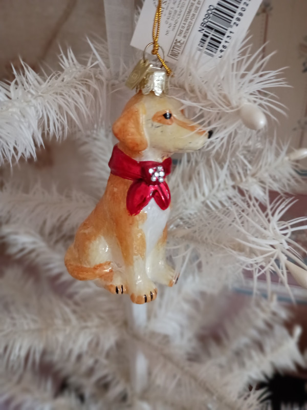 KURT ADLER 3.5" -NOBLE GEMS BLOWN GLASS YELLOW LABRADOR RETRIEVER ORNAMENT