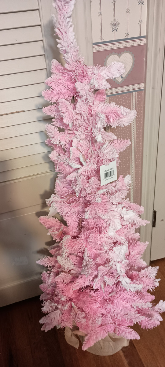 KURT ADLER-3 FOOT PRE-LIT-LED FLOCKED PINK SLIM TREE-NEW IN BOX