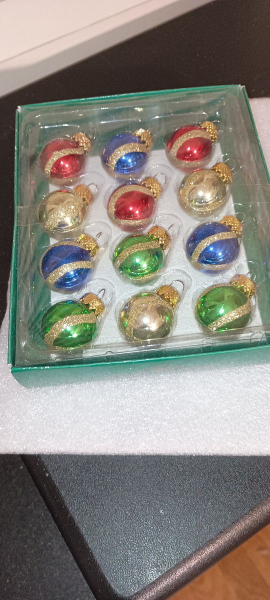 KURT ADLER- 2018-BOX OF 12-MINI BALL ORNAMENTS-NEW.