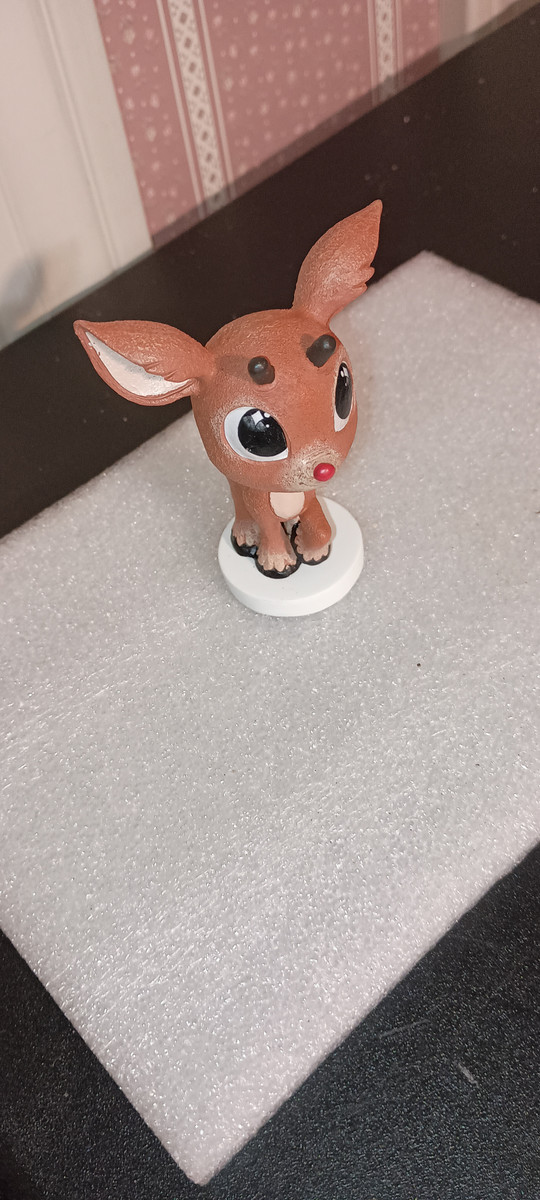 ENESCO-KAWAII-RUDOLPH THE RED NOSE REINDEER FIGURINE-RUDOLPH-NEW IN BOX
