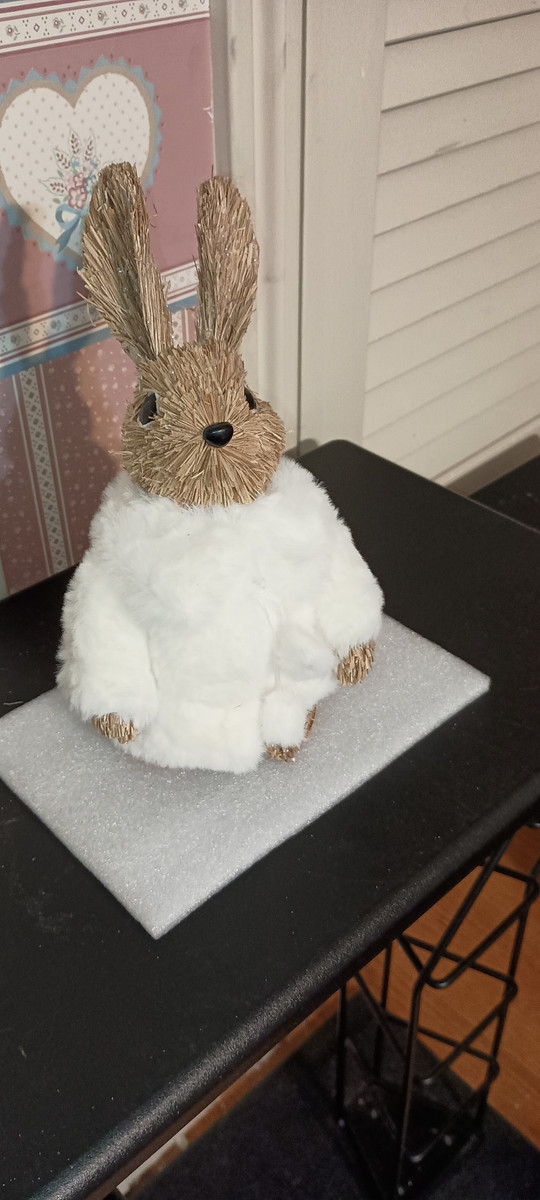 HOLIDAY LANE-9"H SHIMMERING LIGHT RABBIT WITH WHITE COAT FIGURE-NEW