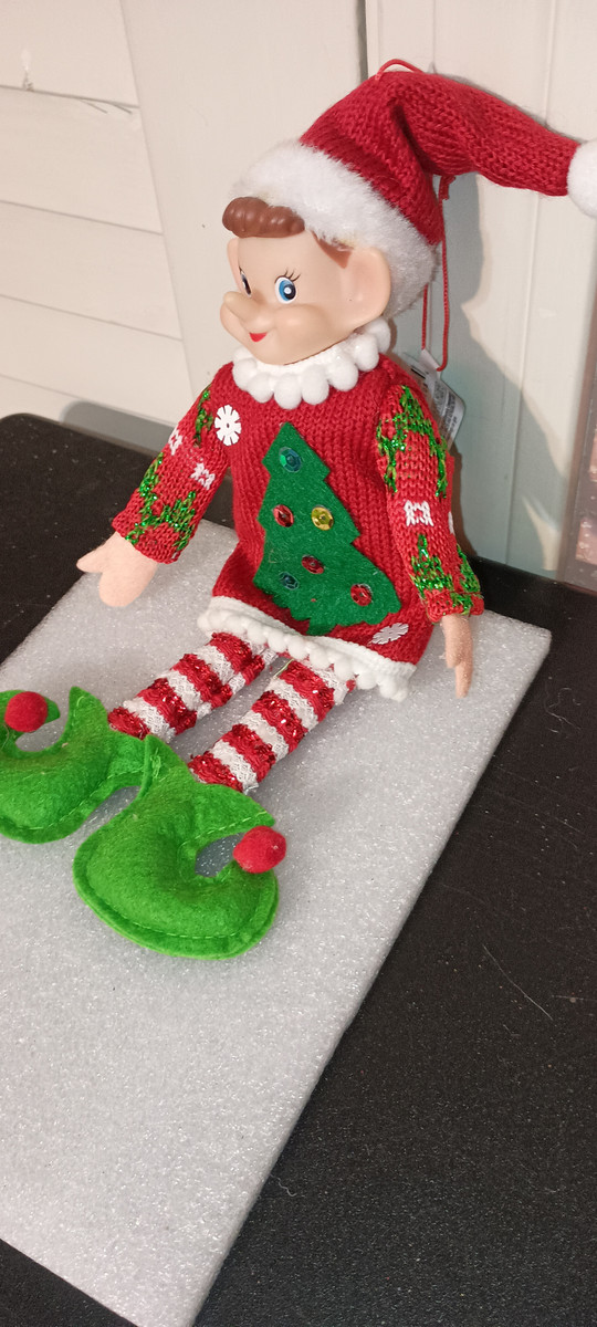 KURT ADLER-FABRIC CHRISTMAS ELF ORNAMENT-AS SHOWN