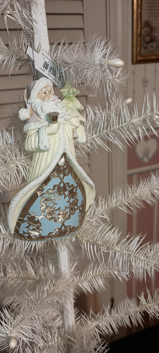 ROMAN-2019 LASER CUT BLUE SANTA WITH TREE ORNAMENT-NEW