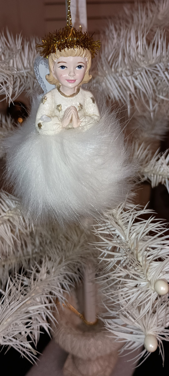 KURT ADLER-2023-BLONDE GERMAN FLUFFY ANGEL ORNAMENT-NEW