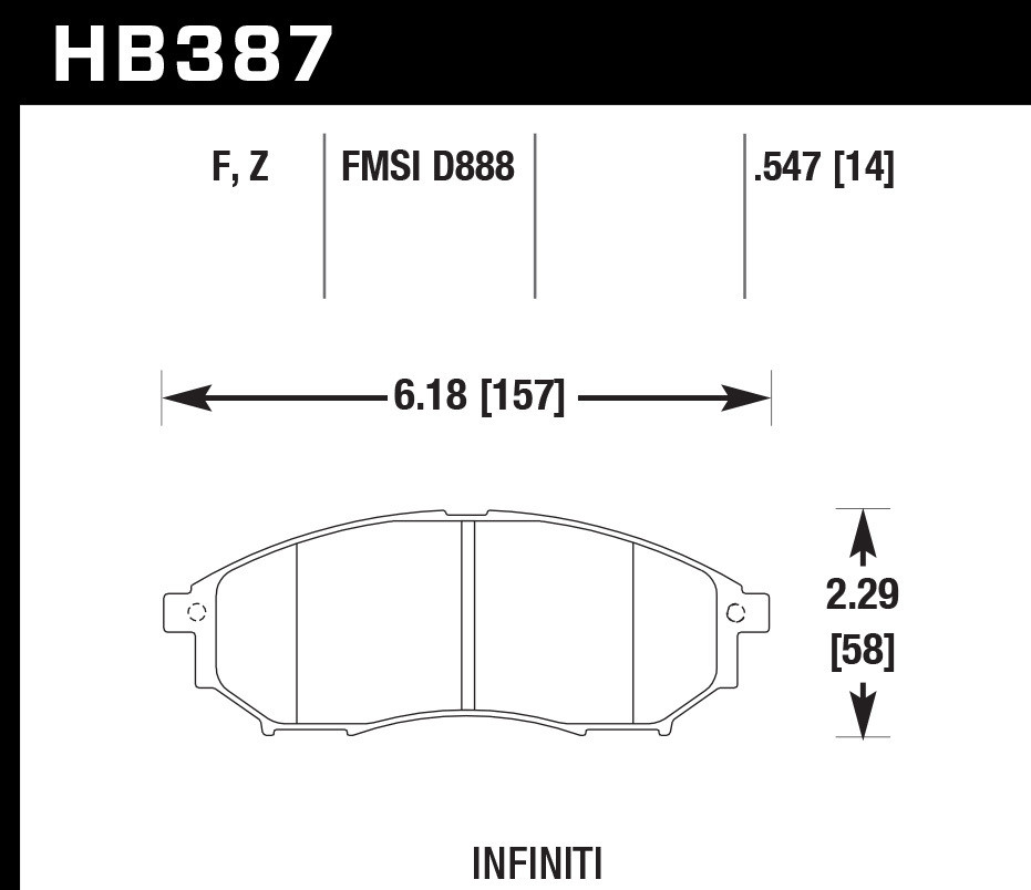 Hawk Brake Street Brake Pads Front Infiniti HPS HB387F.547
