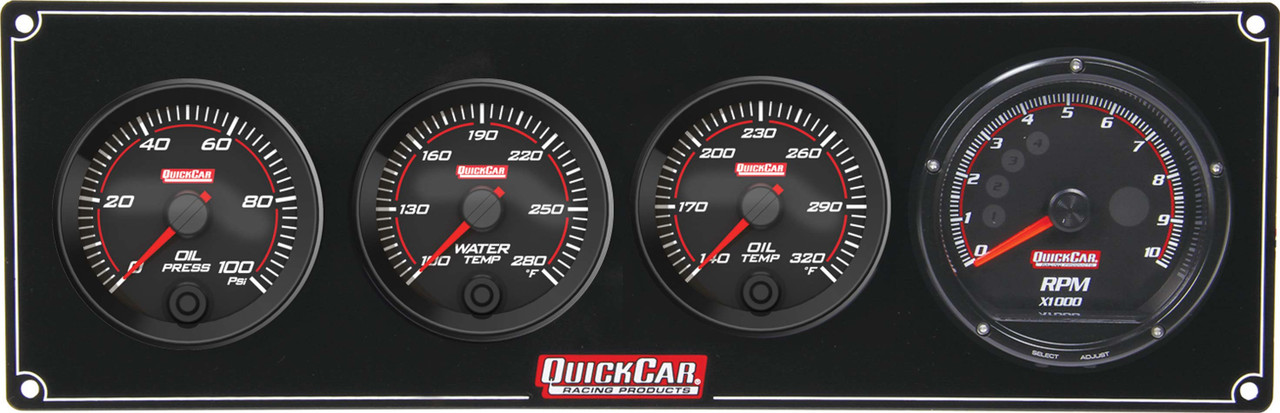 Quickcar Racing Products Redline 3-1 Gauge Panel OP/WT/OT w/Recall Tach 69-3041