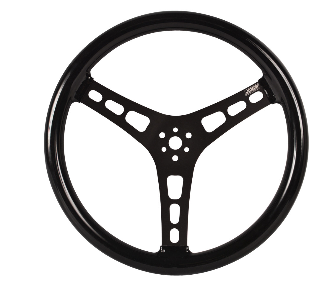 Joes Racing Products Steering Wheel 15in Blk Dished Rubber Coated 13515-CB
