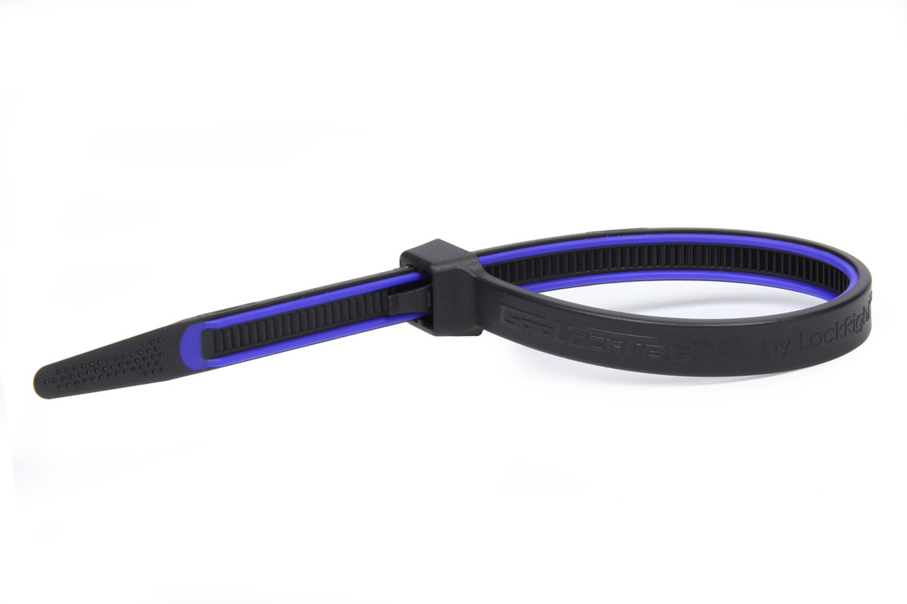 Grip Lock Ties GripLockTies 8.0in OAL Blue Rubber 15pk GLT2908BKBUHB15