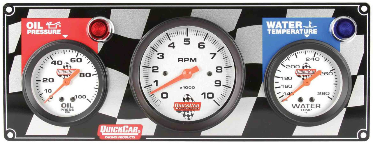 Quickcar Racing Products Gauge Panel OP/WT W/Tach 61-60313