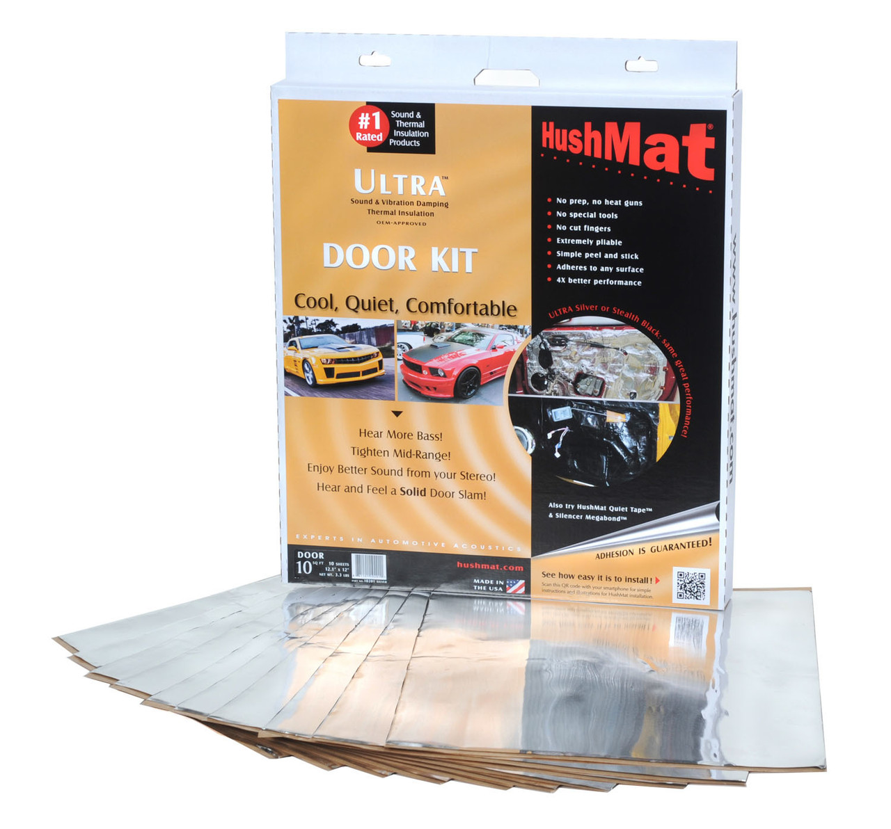 Hushmat Ultra Door Kit- 10 pc 12in.x12in. Silver 10201