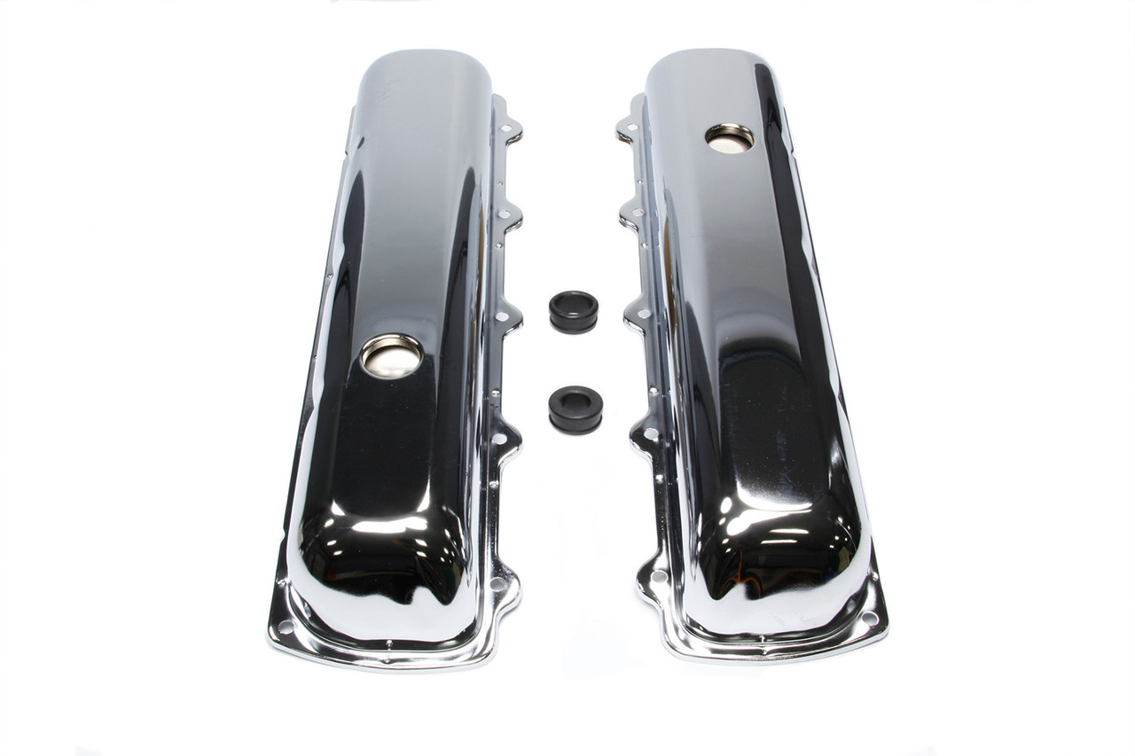 Racing Power Co-Packaged Chrome Steel Oldsmobile Short Valve Cover Pair R9391