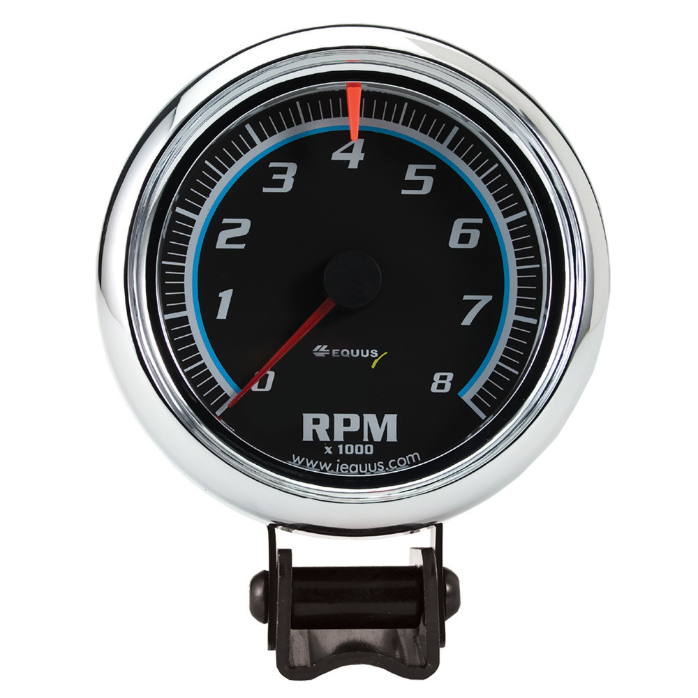 Equus 3-3/8 Dia Tachometer 8000 RPM Black Dial E6078