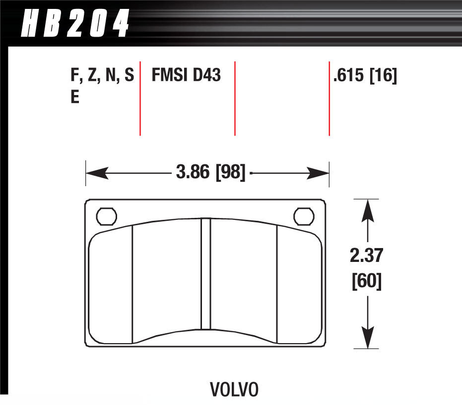 Hawk Brake Brake Pads Volvo Front HP Plus HB204N.615