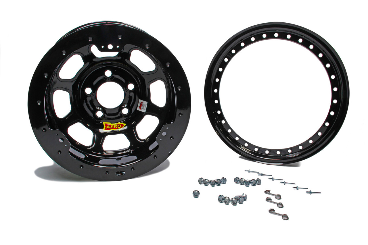 Aero Race Wheels 15x10 4in 5.00 Black Beadlock 53-105040B