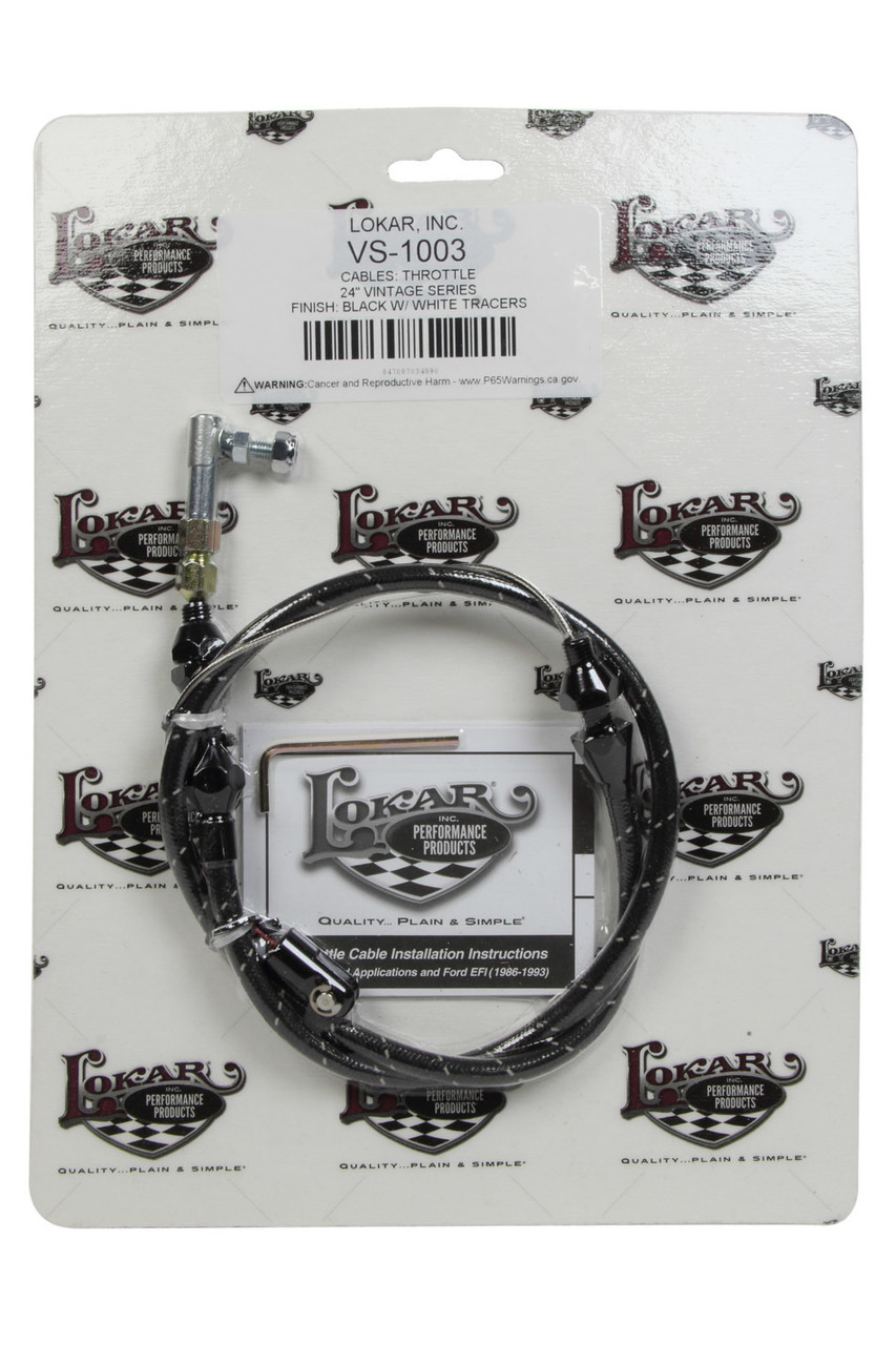 Lokar VS Throttle Cable Black Black Wrap w/ White Trac VS-1003