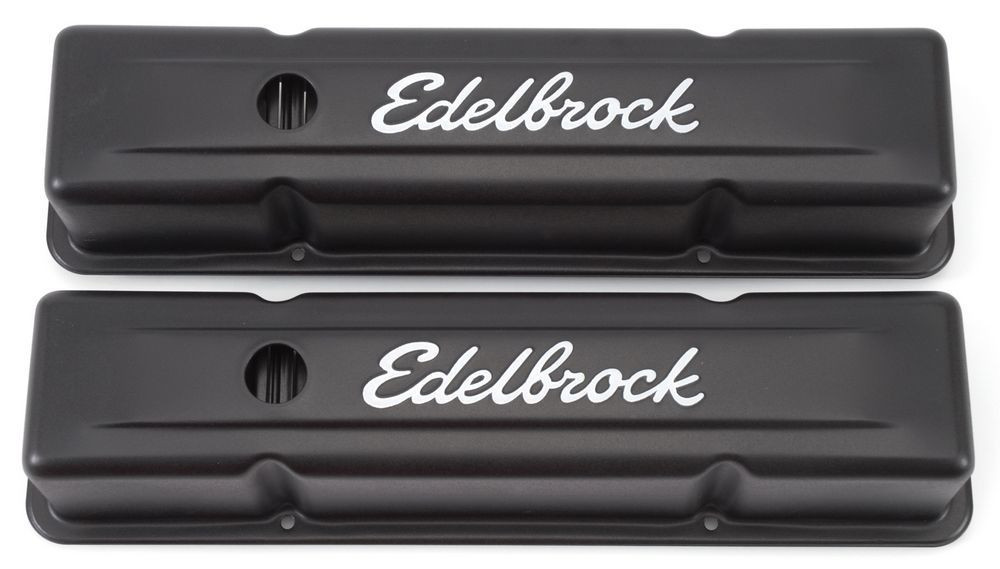 Edelbrock Valve Cover Kit SBC Signature Series Black 4643