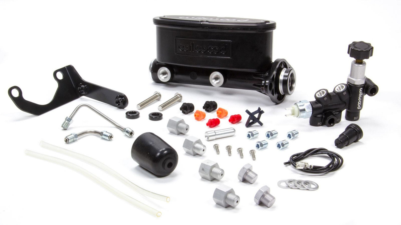 Wilwood Alum Tandem M/C Kit w/ Brkt and Prop Valve 1in 261-13269-BK