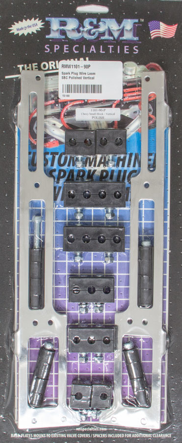 R and M Specialties Spark Plug Wire Loom SBC Polished Vertical 1101-90-P