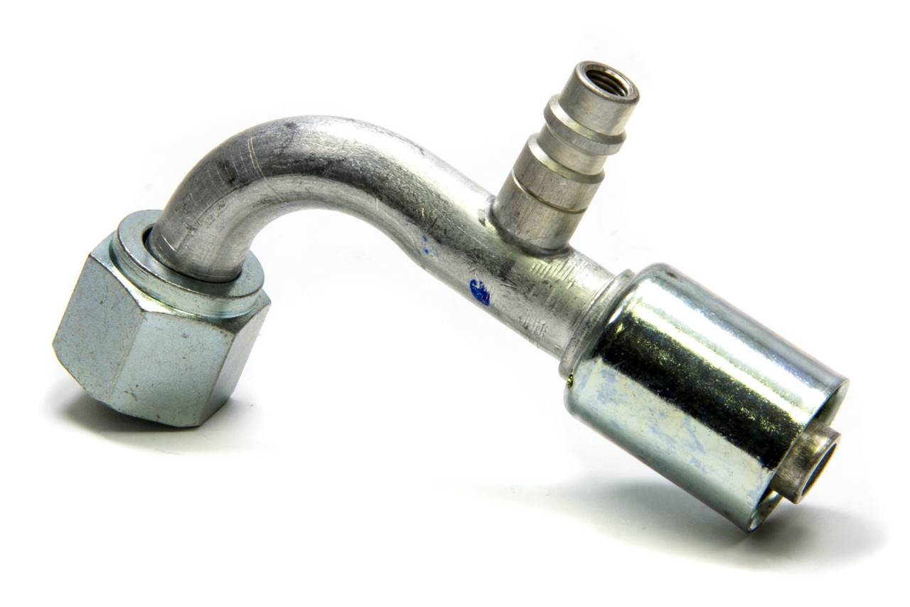 Vintage Air #10 90 Degree Barb O-Ring Fitting w/Port 35533-VUG