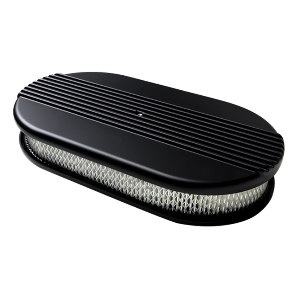 Billet Specialties Air Cleaner Large Oval Ribbed Black BLK15640