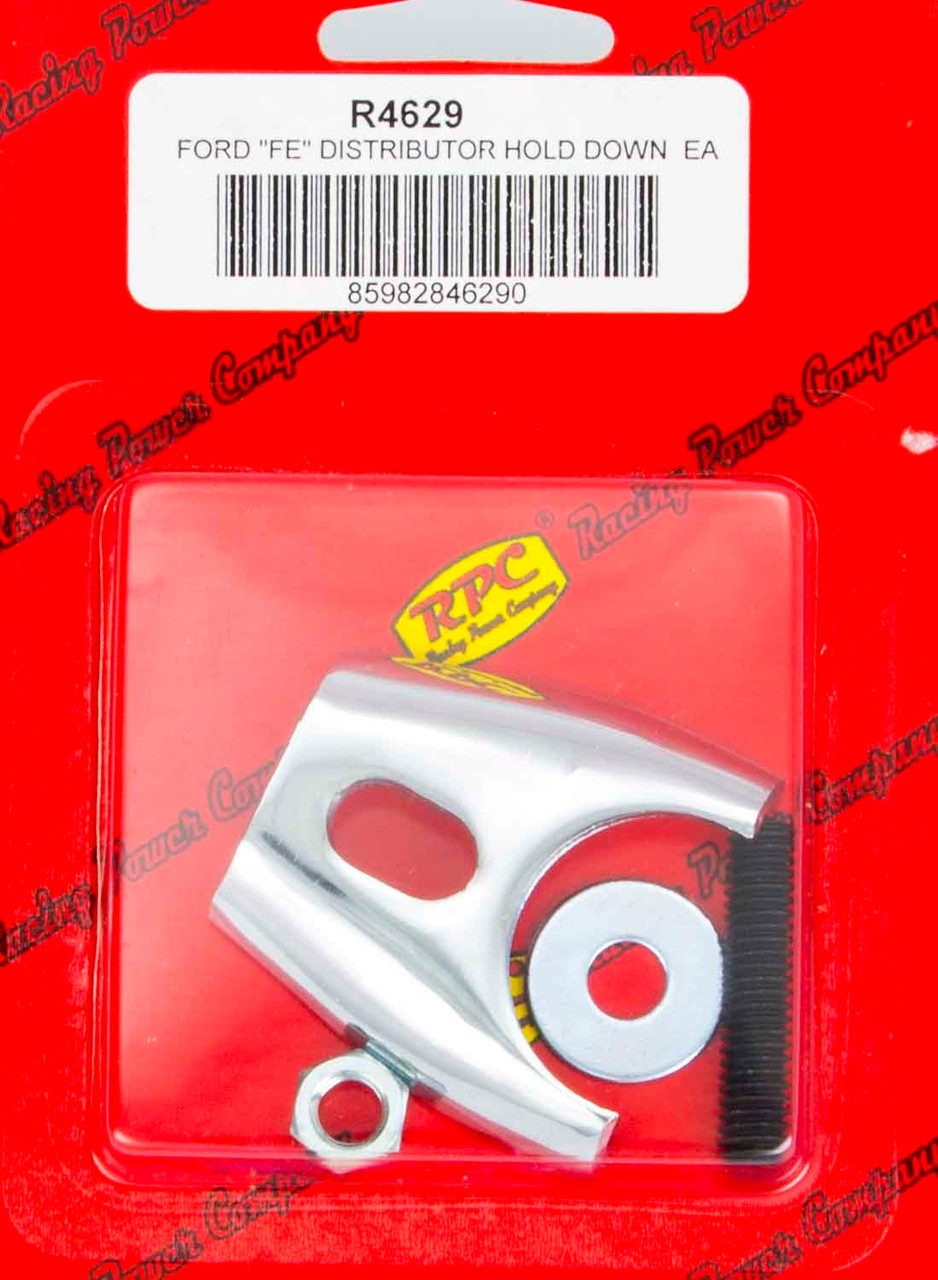 Racing Power Co-Packaged Ford FE Comp Style Distributor Clamp Chrome R4629