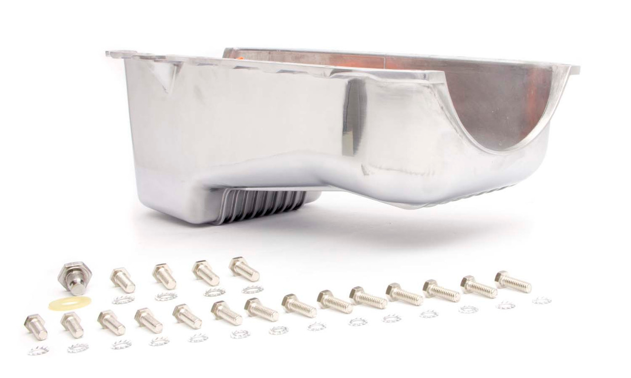 Racing Power Co-Packaged 86- SBC Alum Stock Oil Pan Polished R8444