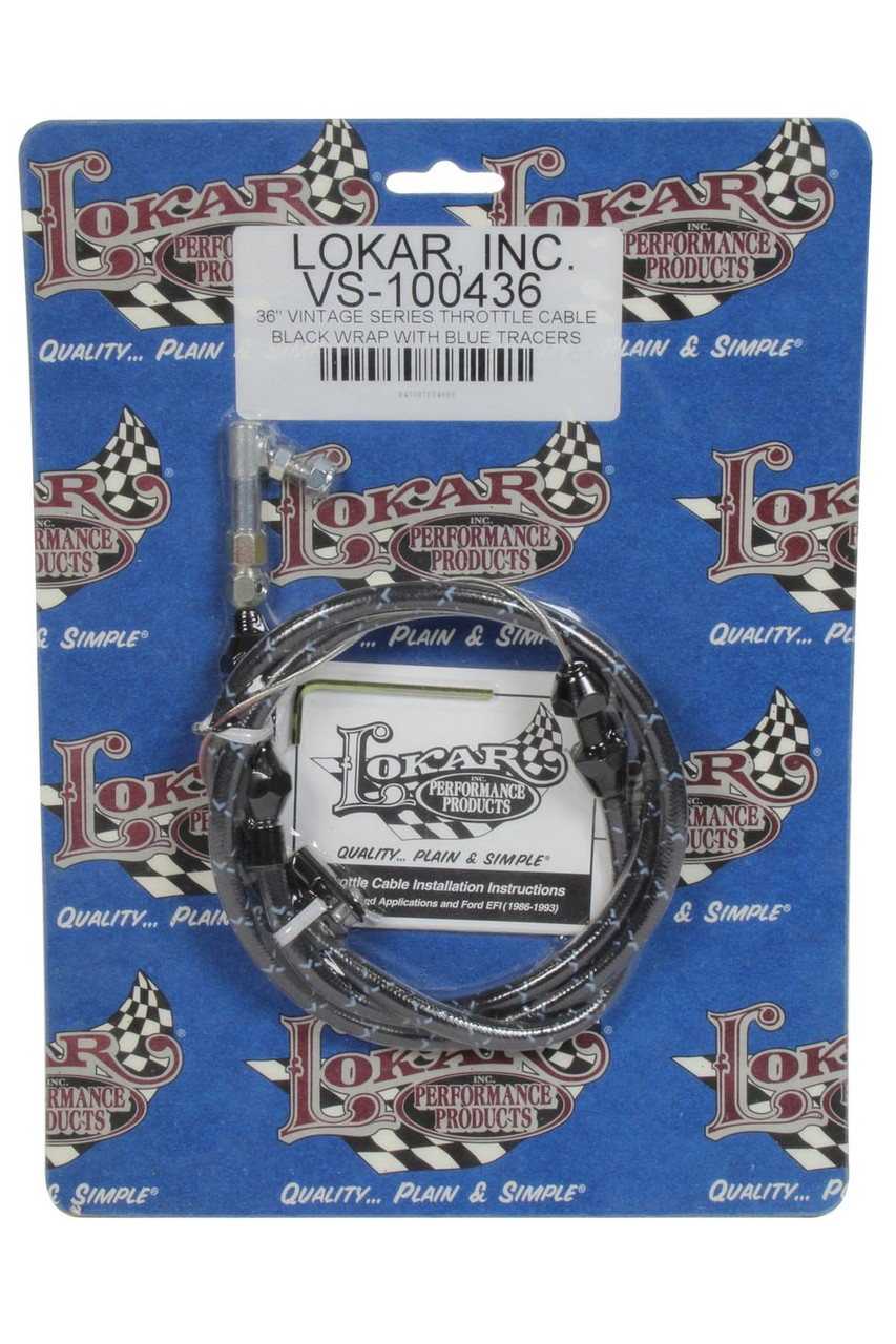 Lokar VS Throttle Cable Black Black Wrap w/ Blue Trace VS-100436