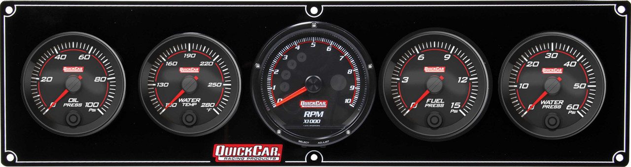 Quickcar Racing Products Redline 4-1 Gauge Panel OP/WT/FP/WP w/Recall Tac 69-4056