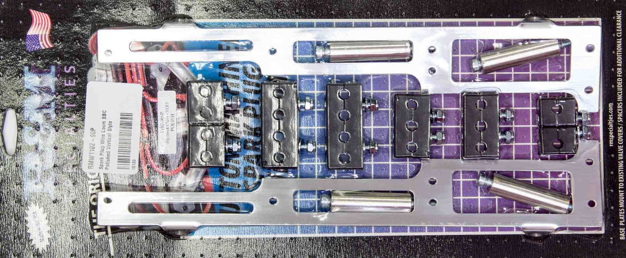 R and M Specialties Spark Plug Wire Loom BBC Polished Vertical Style 1102-90-P