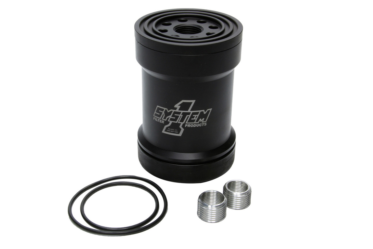 System One Billet Oil Filter w/Blt Cap 75 Micron - Black 209-571B