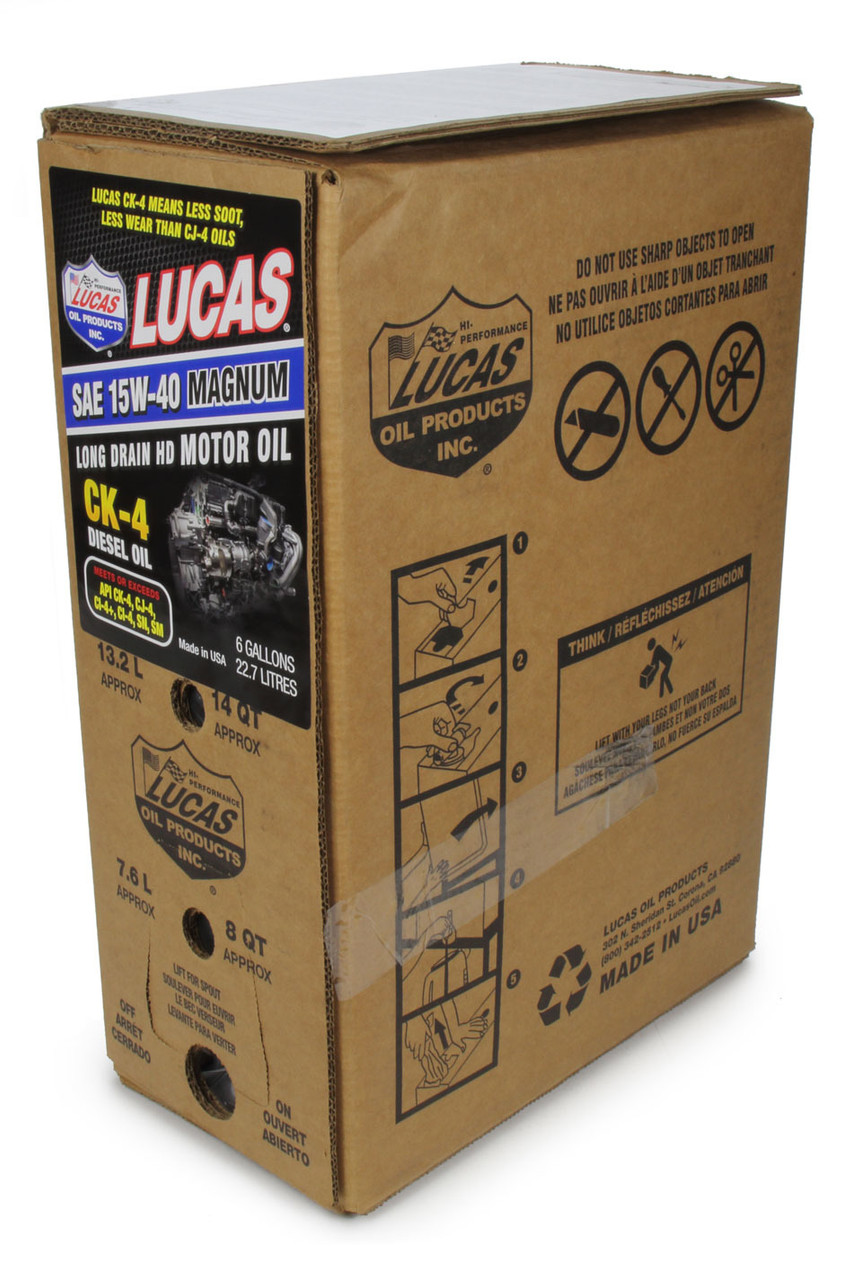 Lucas Oil SAE 15W40 CK-4 Truck Oil 6 Gallon Bag In Box 18014