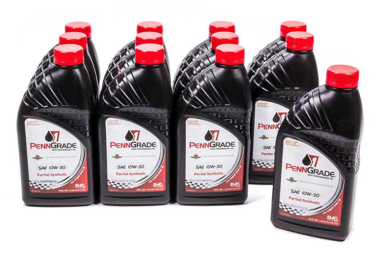 Penngrade Motor Oil 10w30 Racing Oil Cs/12Qt Partial Synthetic 71506