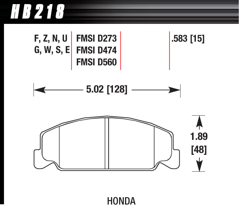 Hawk Brake Performance Street Brake Pads (4) HB218N.583