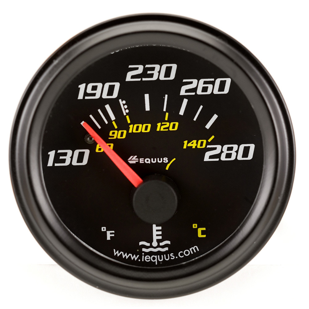 Equus 2.0 Dia Water Temp Gauge Black 130-280 E6232