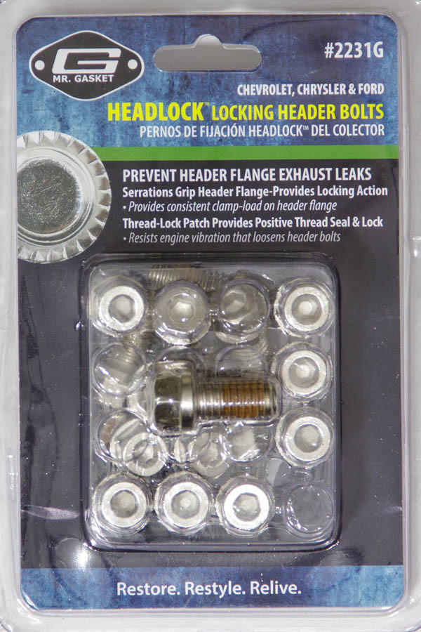 Mr. Gasket Locking Header Bolt Kit 3/8-16 x 3/4 16pk 2231G
