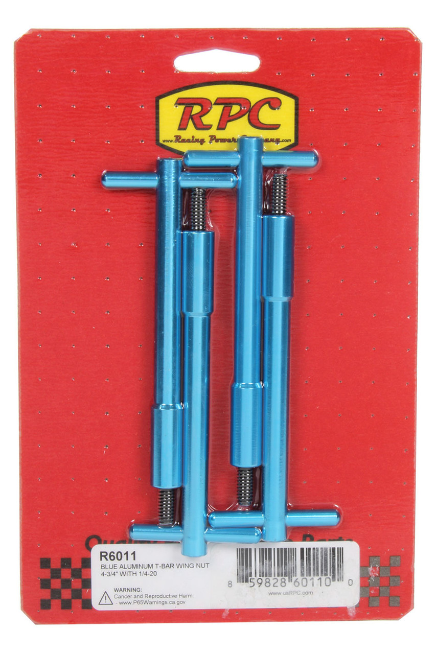 Racing Power Co-Packaged Blue Aluminum T-Bar Wing Nut 4-3/4In With 1/4-20 R6011