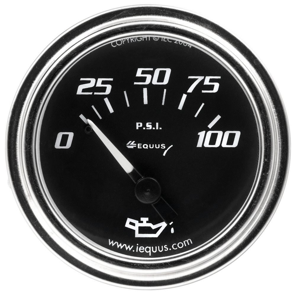 Equus 2.0 Dia Oil Pressure Gauge Chrome 0-100psi E7234