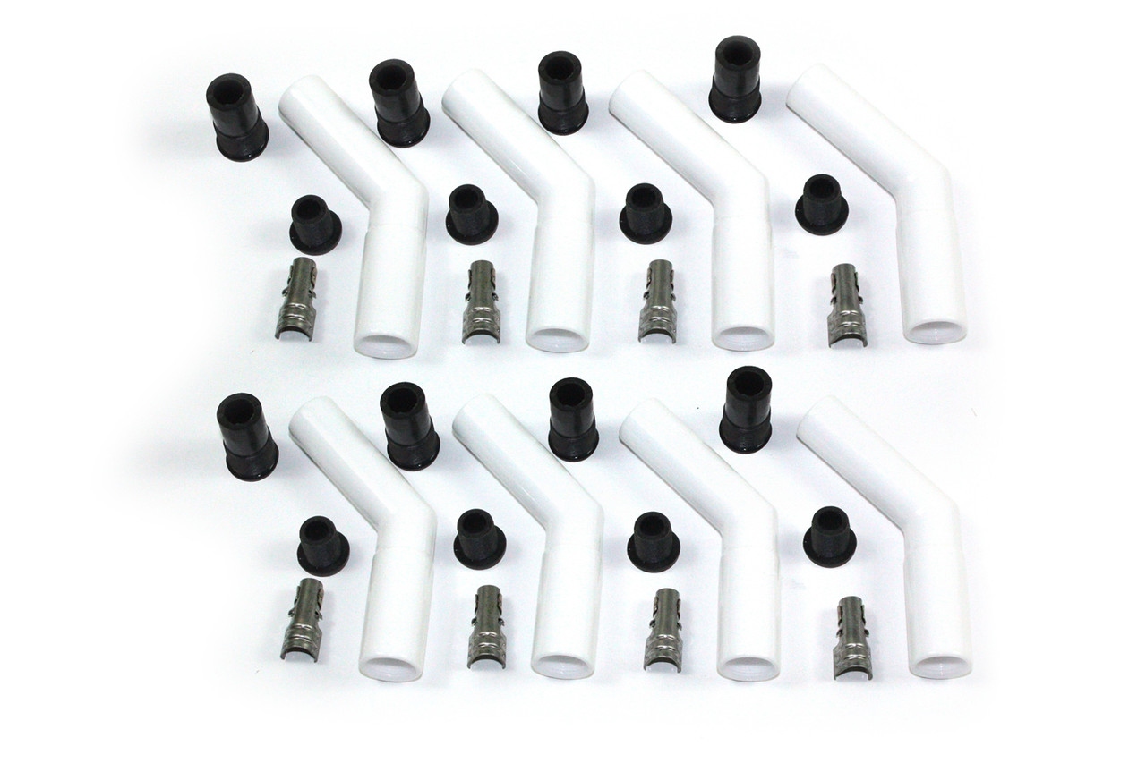 Pertronix Ignition Ceramic Spark Plug Boot Kit 45-Deg 8pk White 8503HT-8