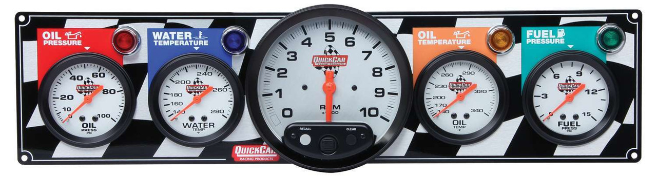 Quickcar Racing Products 4 Gauge Panel W/ 5in Tach 61-6051