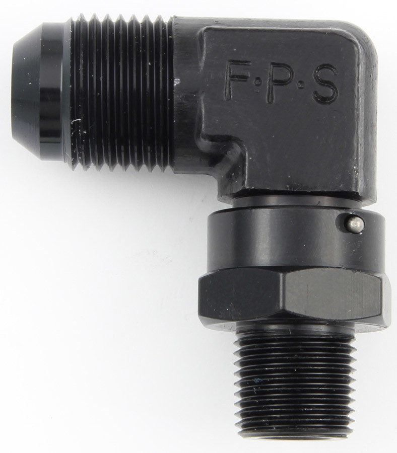 Fragola #10 x 3/8 MPT 90 Deg Swivel Adapter Black 499111-BL