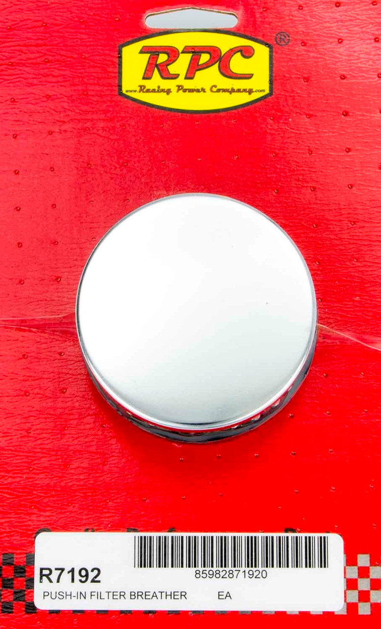 Racing Power Co-Packaged Chrome Push In Breather w/o Shield 2in Tall Each R7192