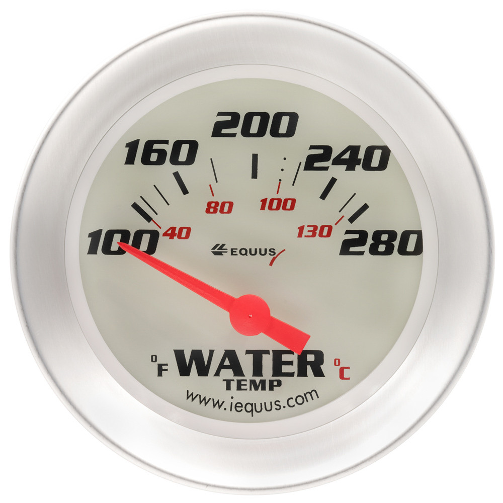Equus 2-5/8 Dia Water Temp Gauge Silver 100-280 E8462