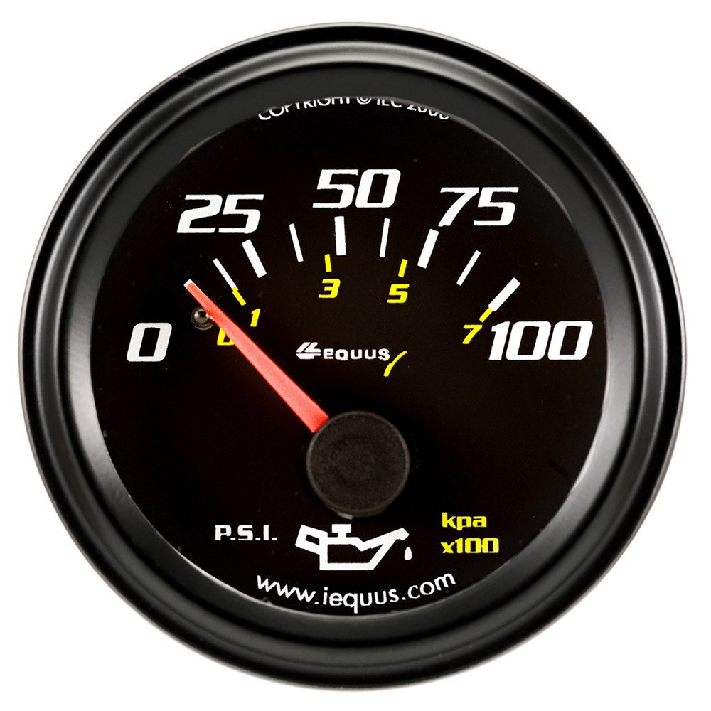 Equus 2.0 Dia Oil Pressure Gauge Black 0-100psi E6234