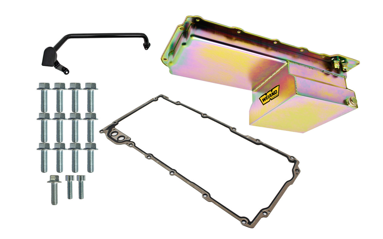 Weiand 7qt Oil Pan Kit GM LS Zinc Finish 5027WND