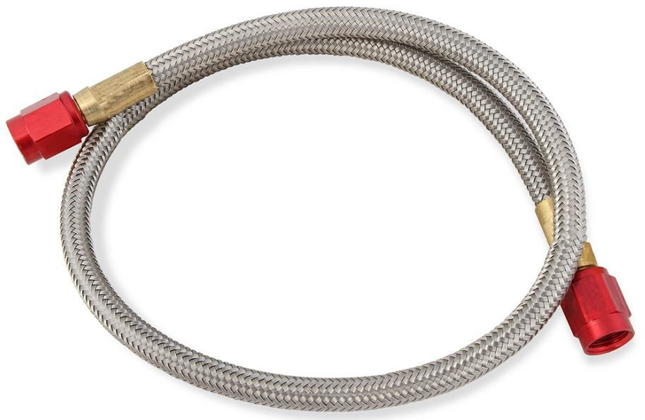 Nitrous Oxide Systems Braided Hose - 3an Red Fittings 18in Long 15051NOS
