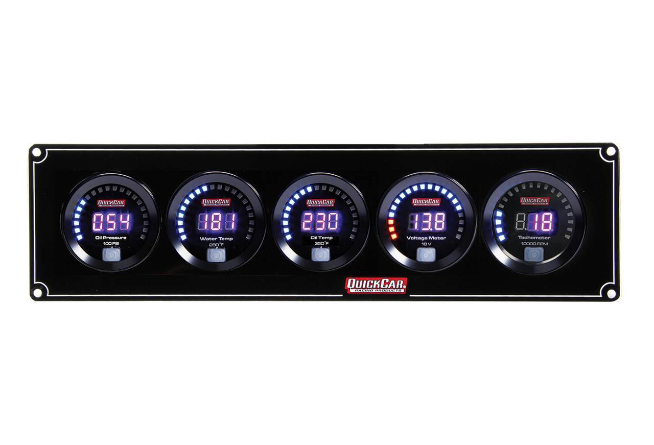 Quickcar Racing Products Digital 4-1 Gauge Panel OP/WT/OT/Volt w/Tach 67-4057