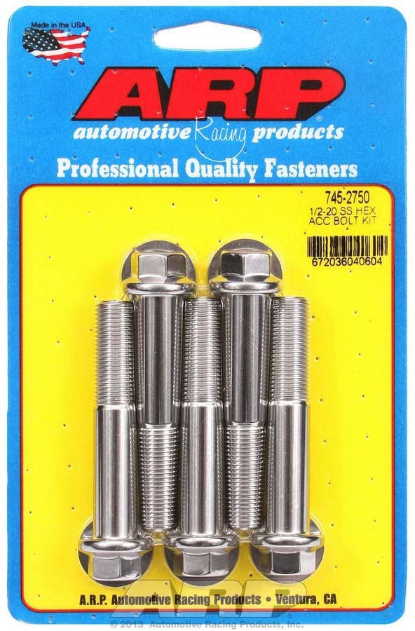 Arp S/S Bolt Kit - 6pt. (5) 1/2-20 x 2.750 745-2750