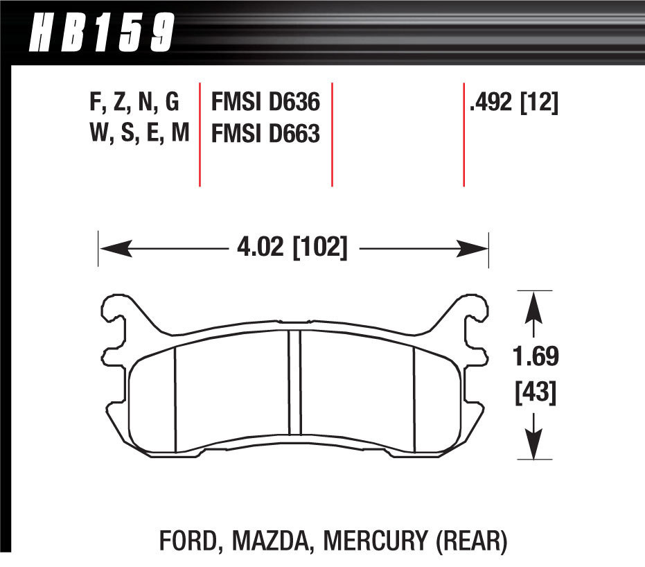 Hawk Brake Street Brake Pads Rear Miata HPS HB159F.492