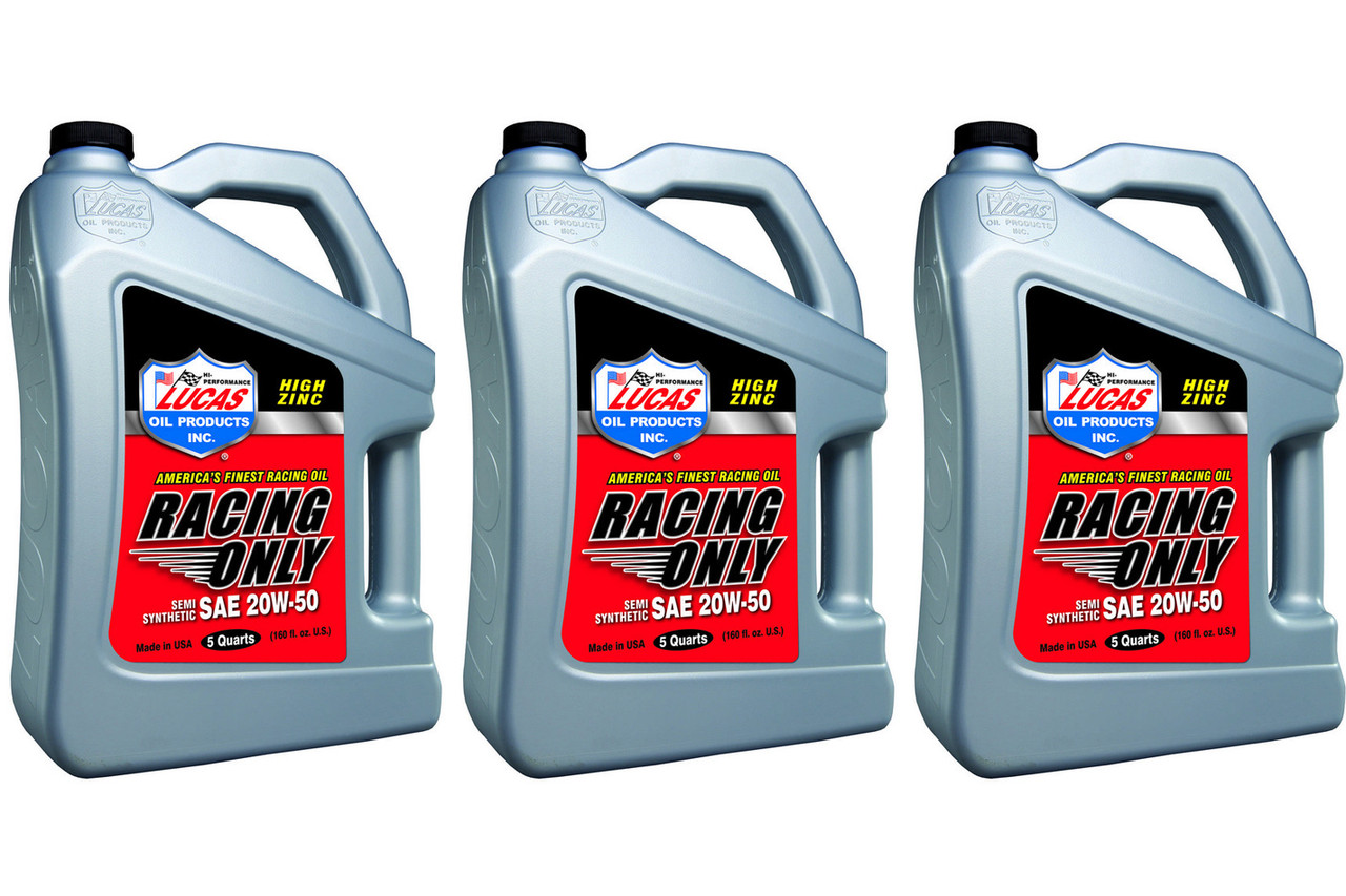Lucas Oil 20w50 Semi Synthetic Racing Oil 3 x 5 Quart 10378